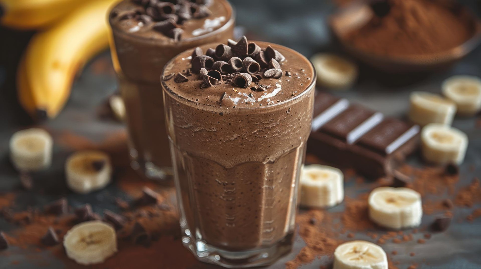 Delicious Chocolate Banana Smoothie Woman outdoor at summer sunset time having ice cream cone positive happy playful at city street