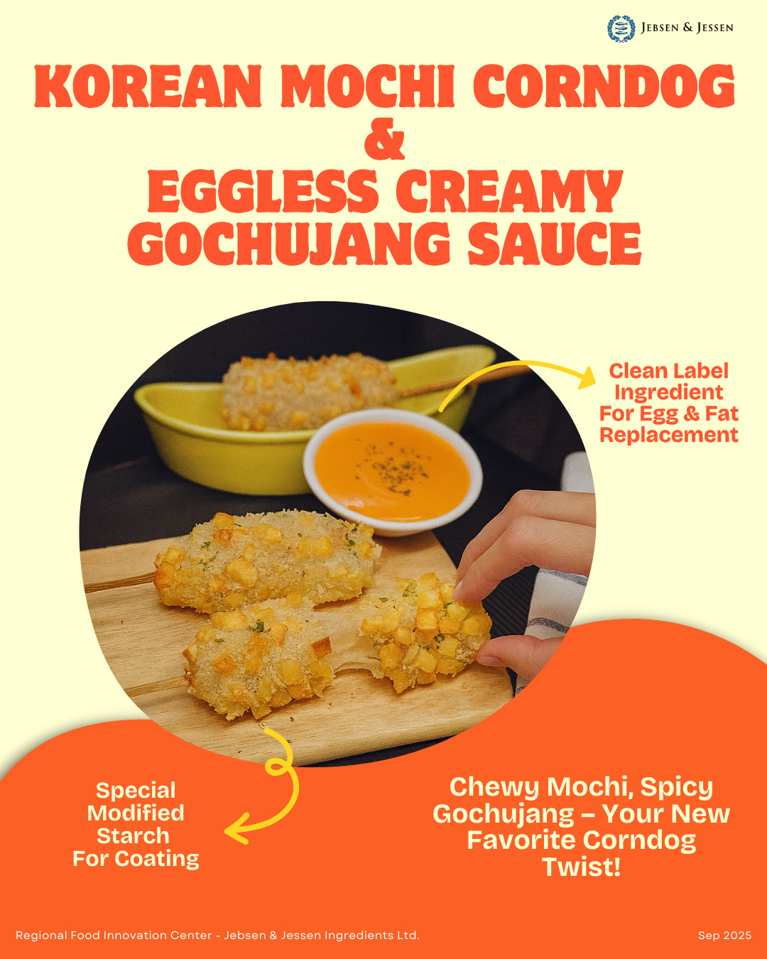 Regional-lab_Korean-Mochi-Corndog-with-Eggless-Creamy-Gochujang-Sauce bread concept a loaf of bread, a few slices of bread, a knife, a wooden cutting board, and a bowl of butter lying on the white scene.