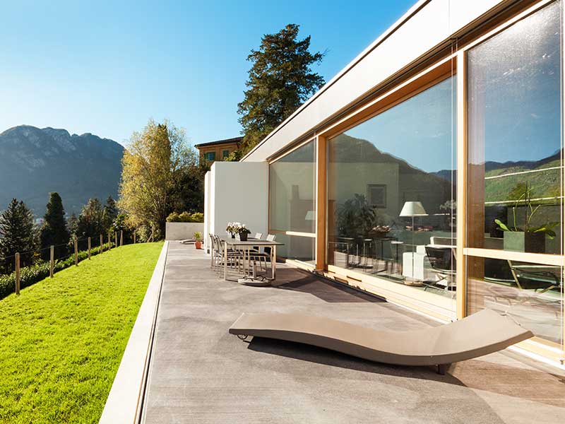 outside patio built with concrete and wood