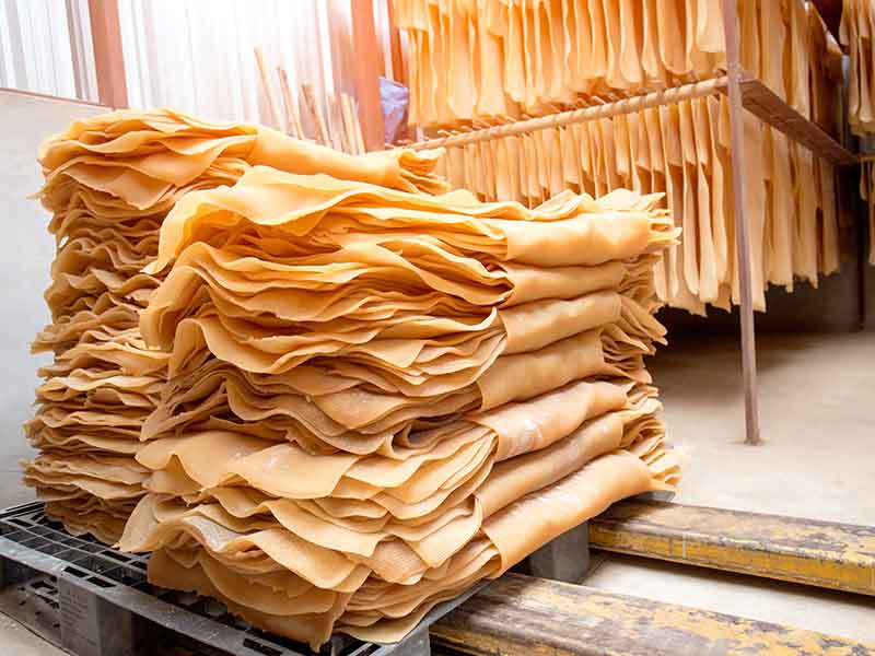 natural rubber latex stacked up in storage